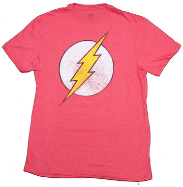 Flash Mens T-Shirt -  Distressed Classics White Yellow Flash Symbol