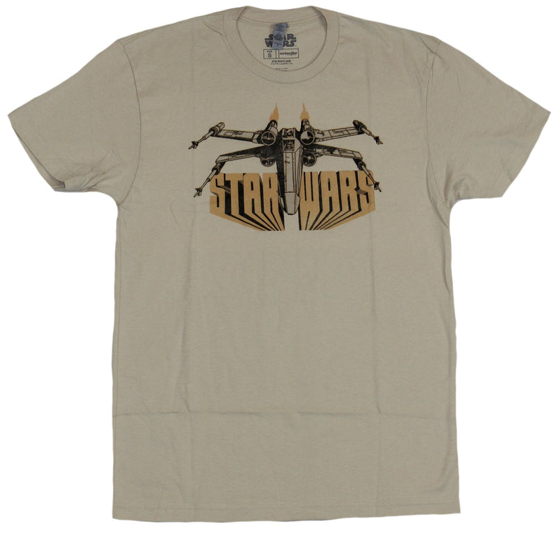 Star Wars Mens T-Shirt - X-Wing Flying Over Word Logo Image - Inmyparentsbasement.com