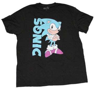 Sonic the Hedgehog Mens T-Shirt - Arms Folded Vertical Name