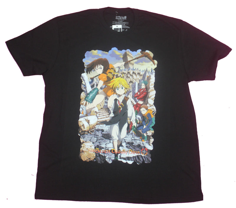 Seven Deadly Sins Mens T-Shirt- Key Art Colorful Cast Image - Inmyparentsbasement.com