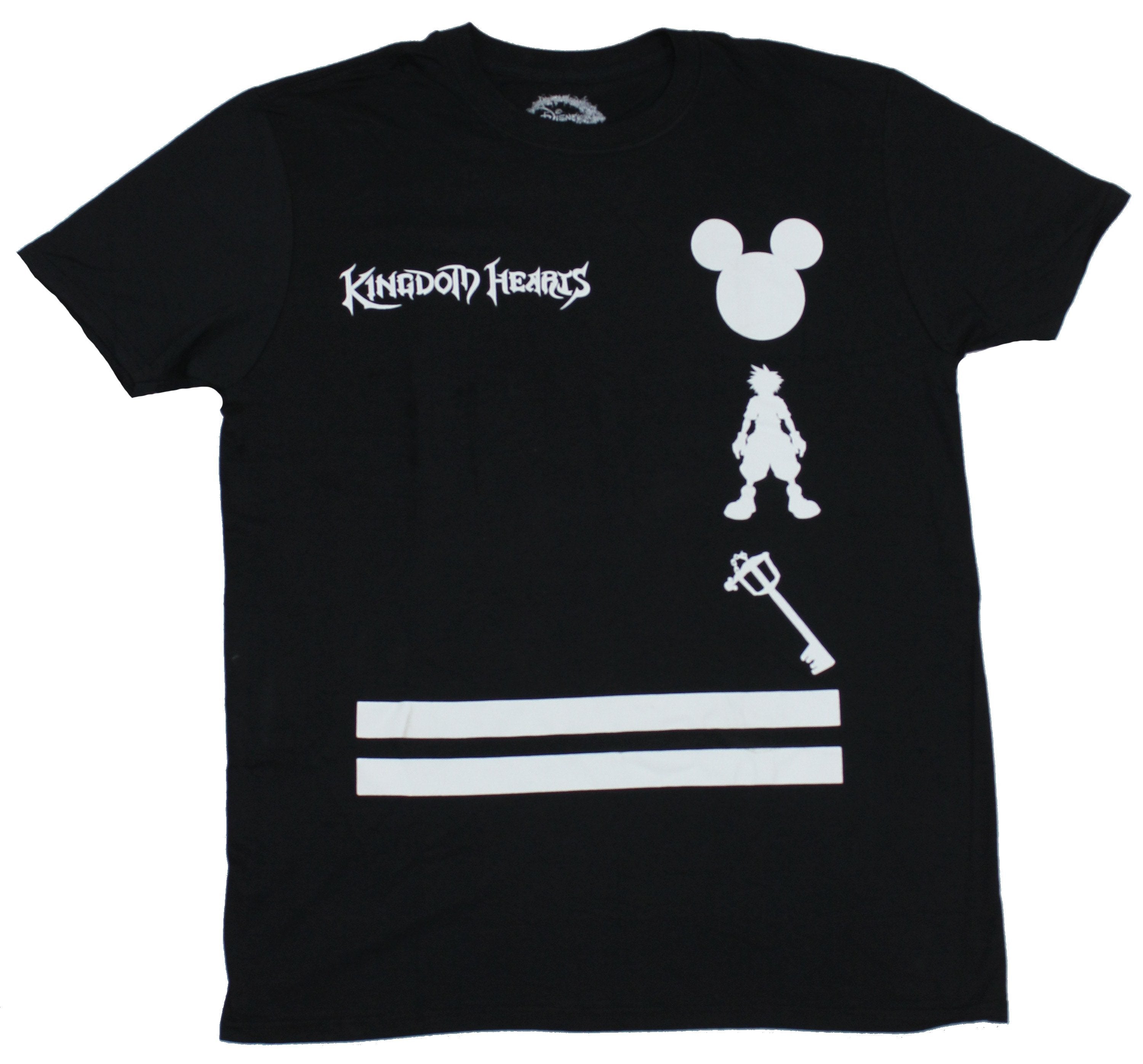 Kingdom Hearts Mens T-Shirt - Black And White Game Silhouette Images