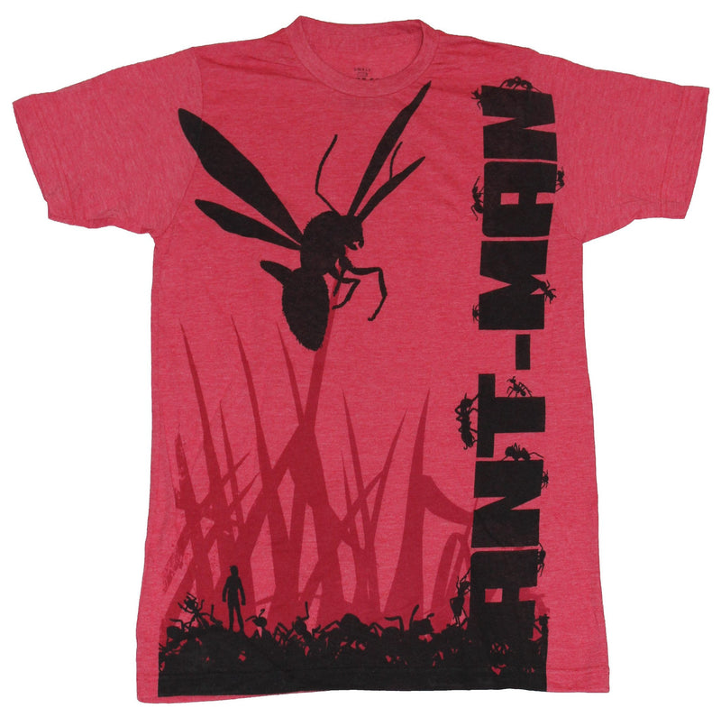 Ant-Man (Marvel Comics) Mens T-Shirt  - In Grass Facing Yellowjacket Vertical - Inmyparentsbasement.com
