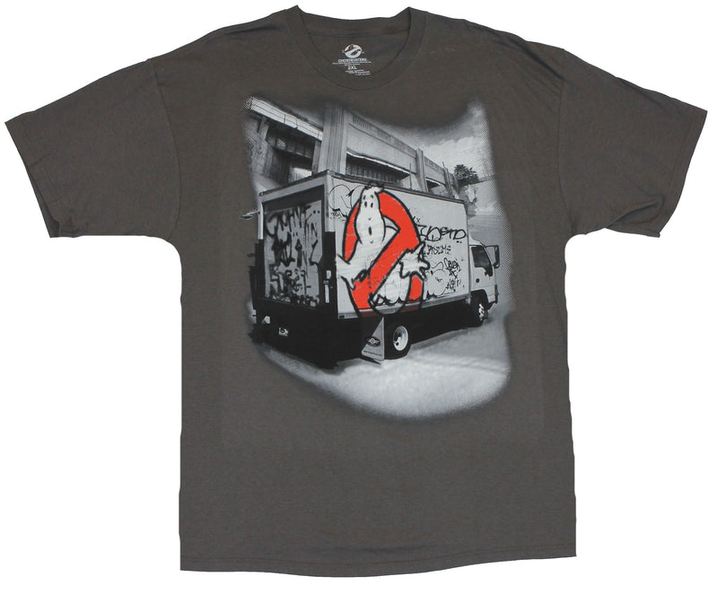 Ghostbusters Mens T-Shirt - Graffiti Covered No Ghost Logo Truck Image