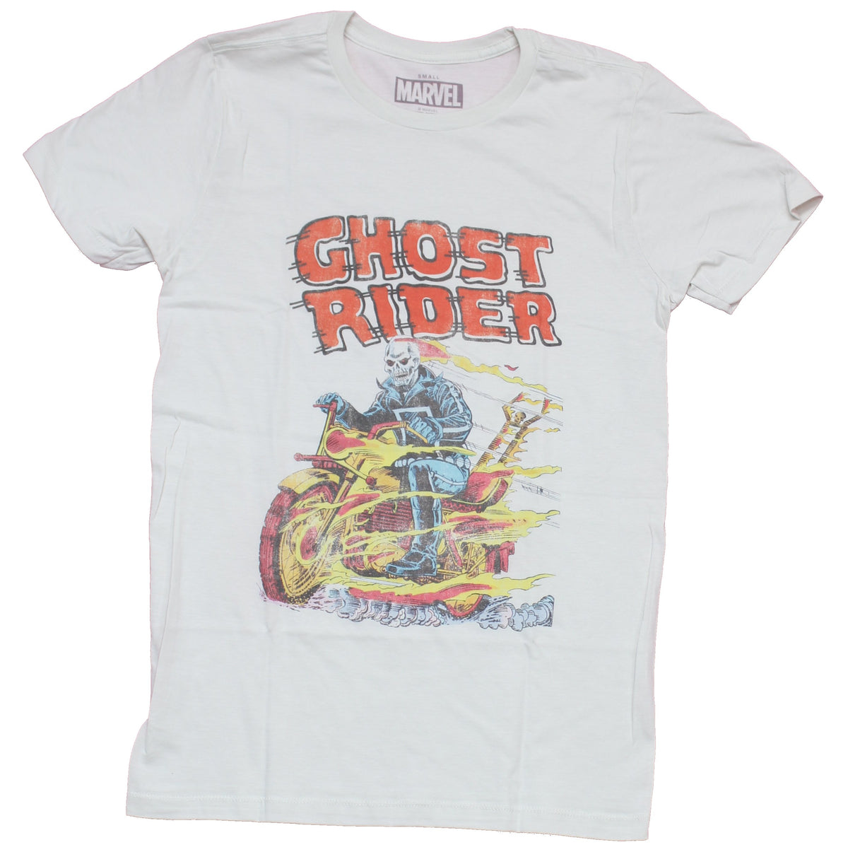 Ghost Rider Mens T-Shirt - Old School Flaming Ghost Rider Distressed I ...