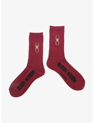Black Widow Women's Maroon Crew Socks By Bioworld - Womens Size 5-10