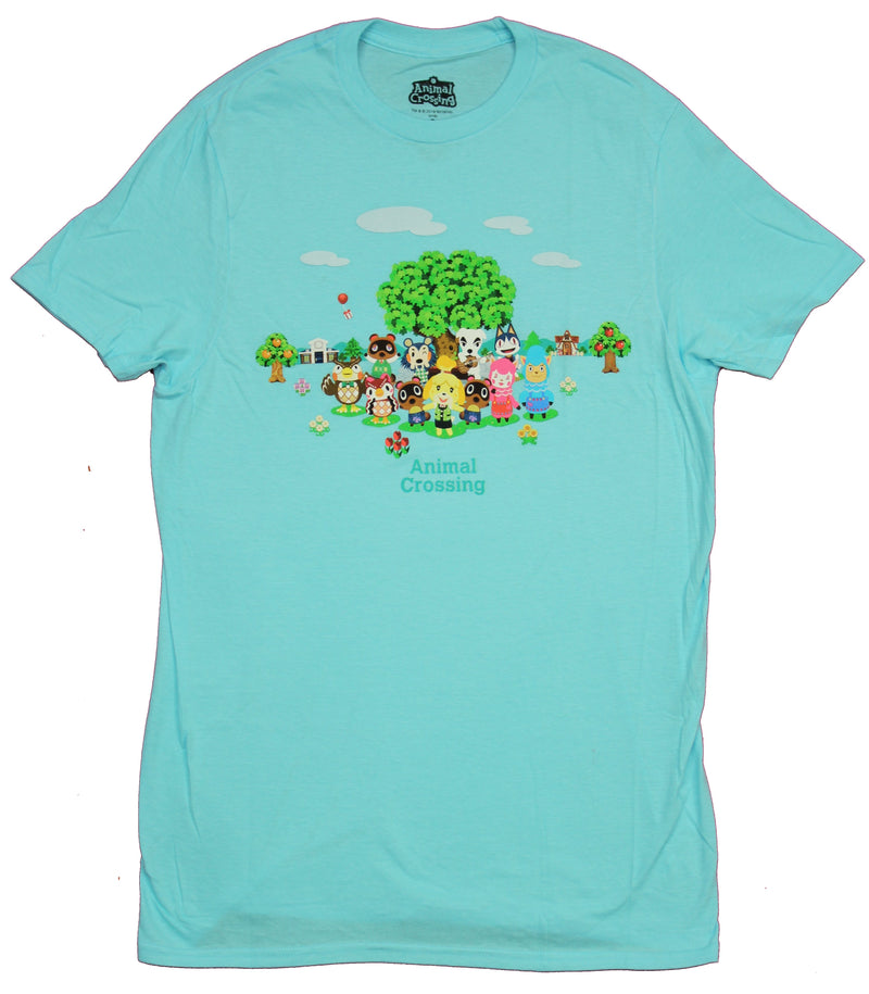Animal Crossing Mens T-Shirt - Character Group Under Tree - Inmyparentsbasement.com