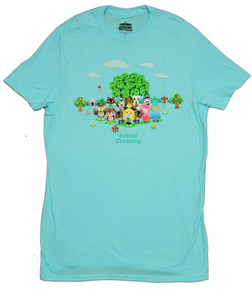 Animal Crossing Mens T-Shirt - Character Group Under Tree