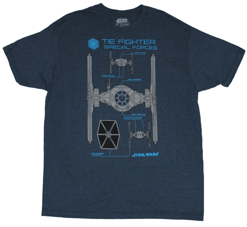 Star Wars Mens T-Shirt  - Tie Fighter Dead on Schematics Image