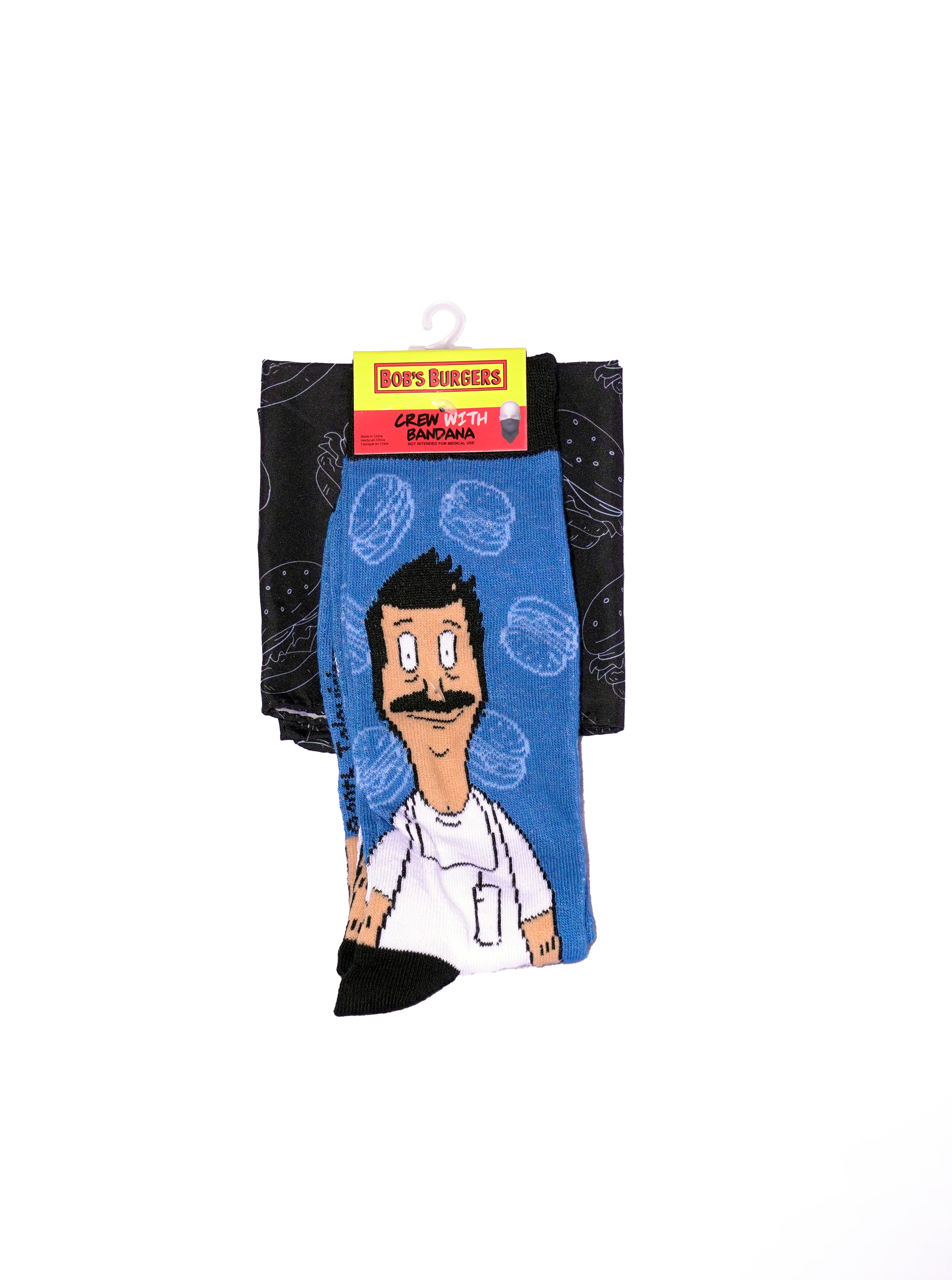 Bobs Burgers Men’s Crew Socks Set With Bandana Shoe Size 6-12