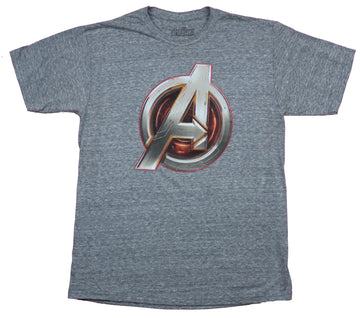The Avengers Mens T-Shirt  - Classic Circled Gray Red Silver Logo Image