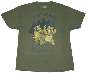 Star Wars Mens T-Shirt - Ewoks Endor Forest Defenders Image