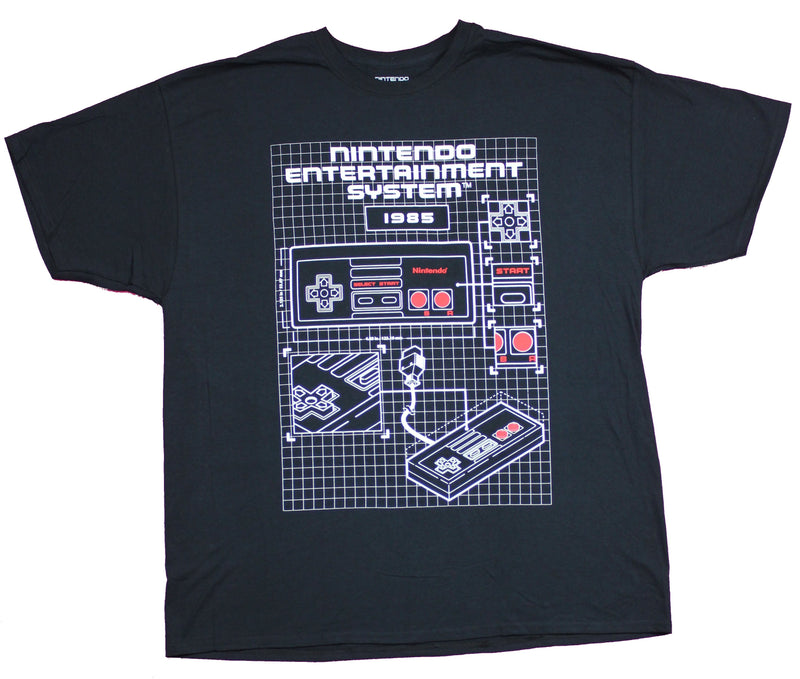 Nintendo Entertainment System Mens T-Shirt - Controller Blue Print Image