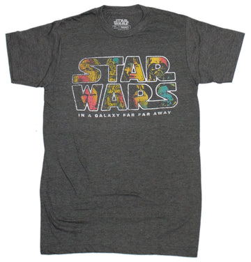 Star Wars Mens T-Shirt - Colorful Logo Embedded With Images