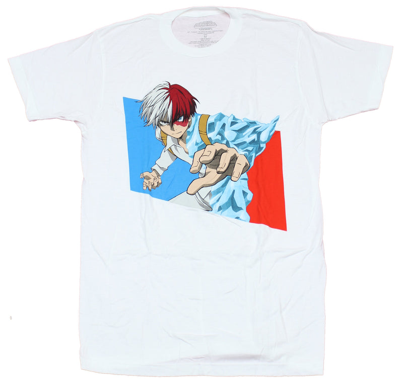 My Hero Academia Mens T-Shirt - Todoroki Red Blue Attack Reach