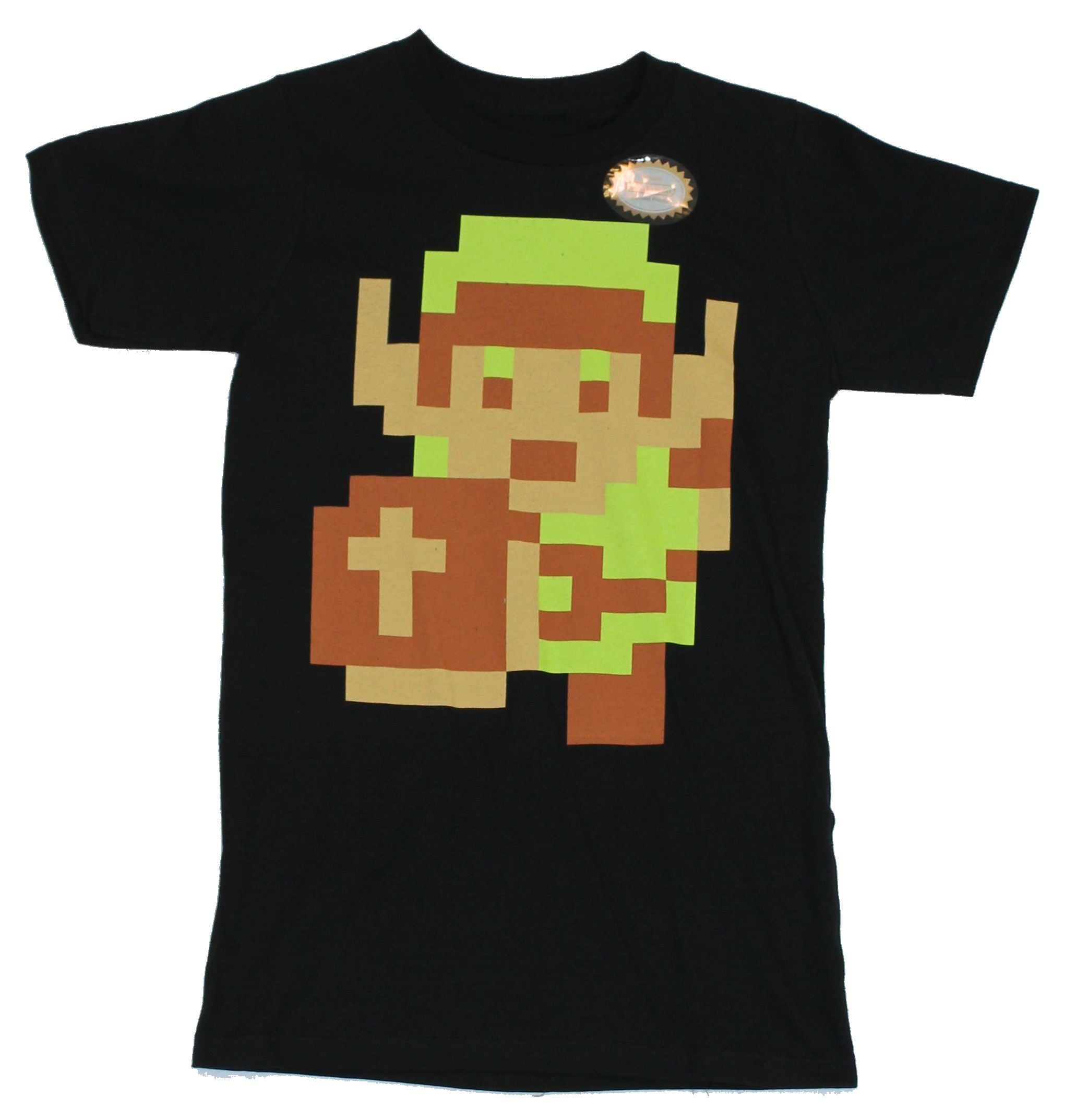 Legend of Zelda Mens T-Shirt - Classic 8-Bit Approaching Link Image