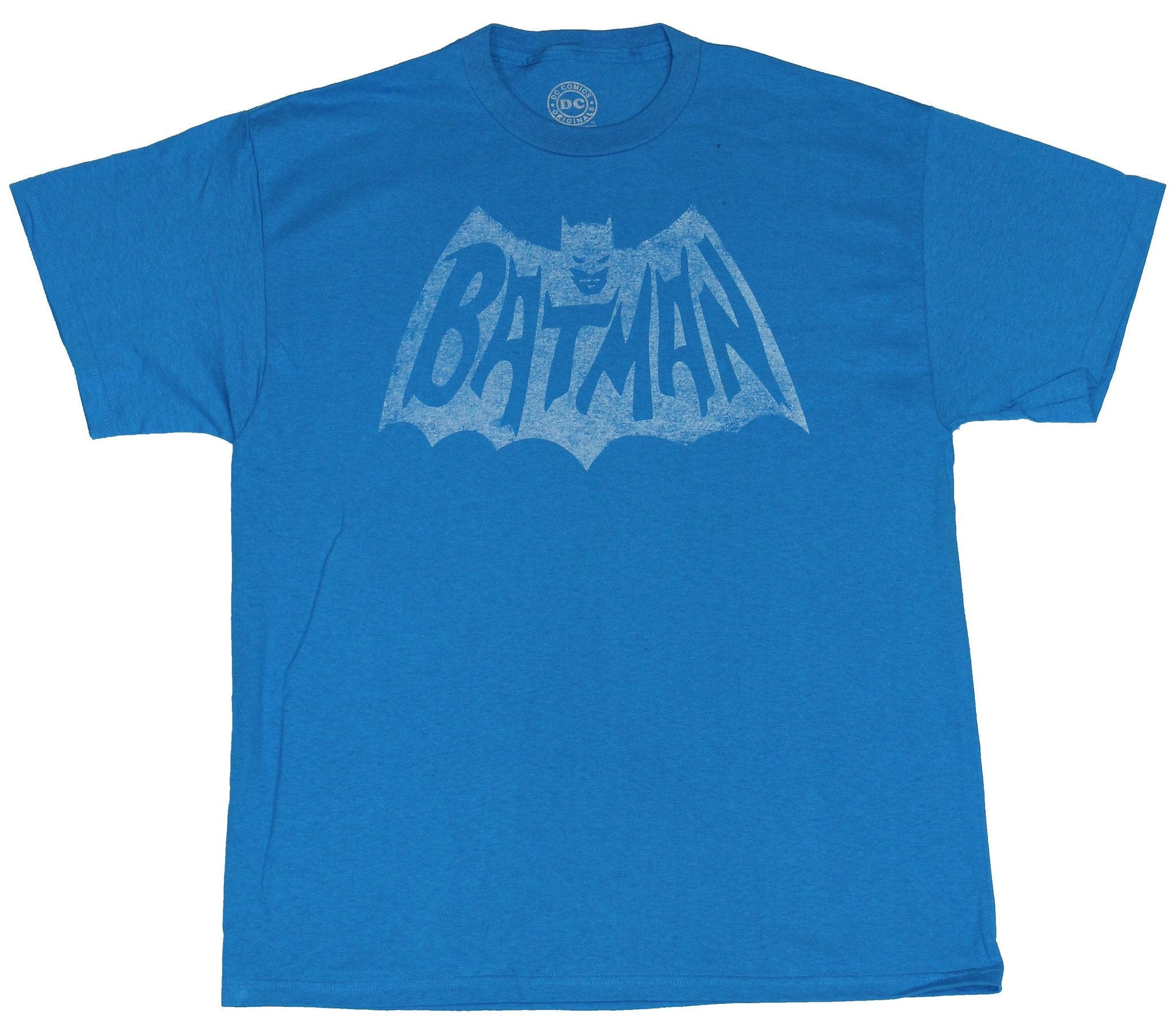 Batman (DC Comics) Mens T-Shirt - Distressed Single Color Print 60's Style Logo
