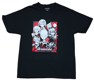 One Punch Man Mens T-Shirt - Red Beaming 6 Chibi Character Image