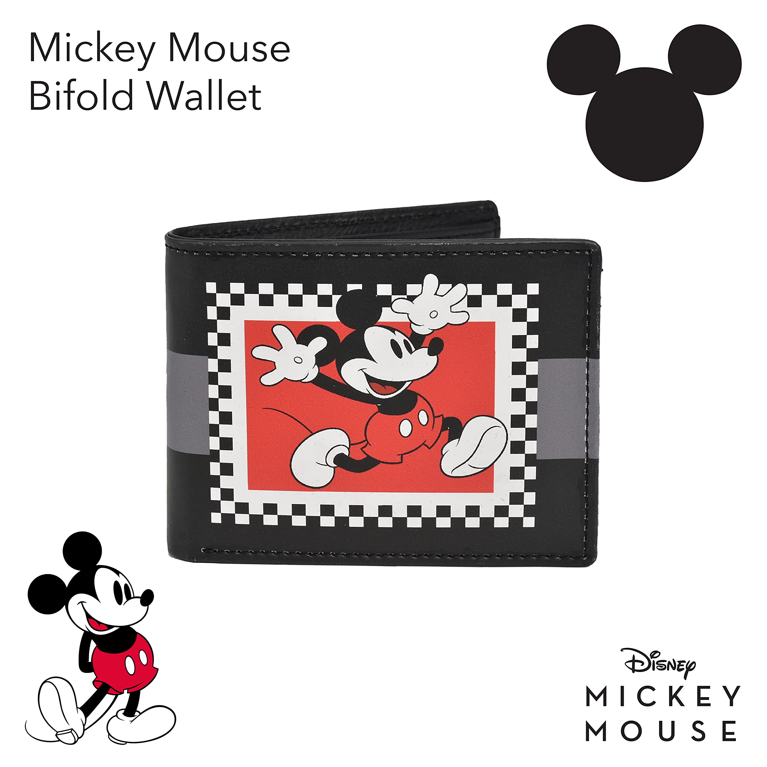 Disney's Mickey Mouse Vintage Bifold Wallet in a Decorative Tin Case, Multi