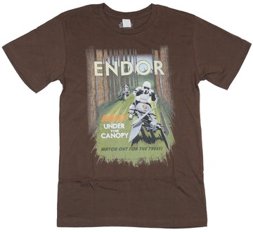 Star Wars Mens T-Shirt - Endor Rally Under the Canopy Watch Out For the Trees