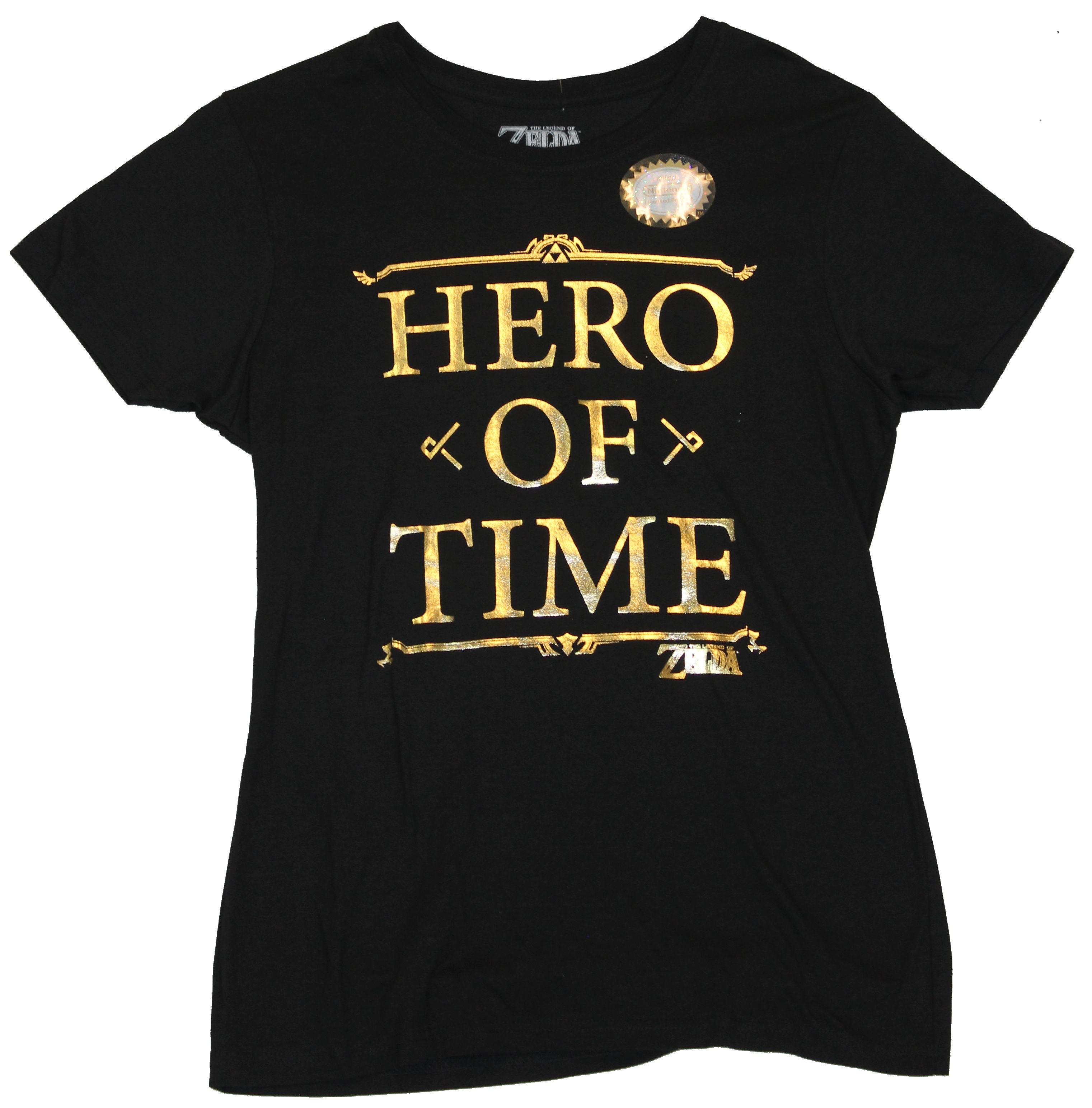Legend of Zelda Girls Juniors T-Shirt - "Hero of Time" Foil Word Logo