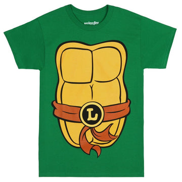 Teenage Mutant Ninja Turtles Mens T-Shirt - Leonardo Simple Costume Front & Back