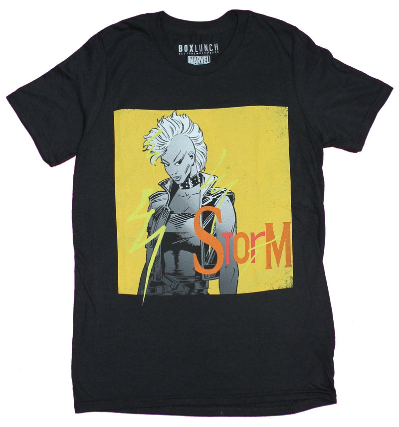 Storm of The X-Men Mens T-Shirt - Mohawk Pose in a Yellow Comic Box