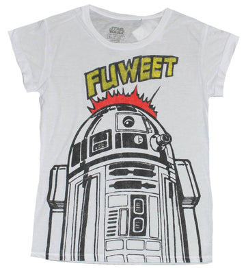 Star Wars Girls Juniors T-Shirt - Fuweet Line Drawing R2-D2 Image