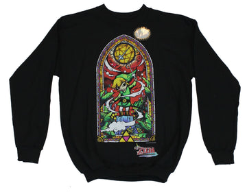 Legend of Zelda Crewneck Sweatshirt - Stained Glass Link Windwaker Image