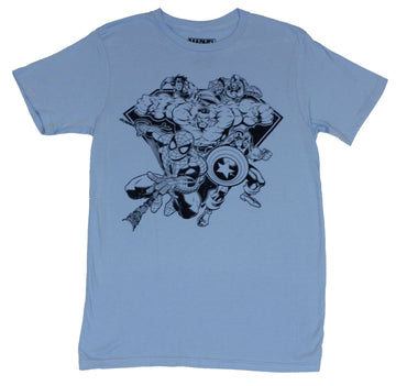 Marvel Comics Mens T-Shirt - Charging 90's Era Single Color sketch Image