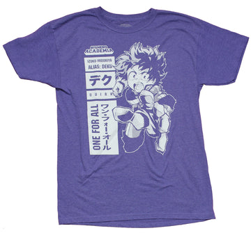 My Hero Academia Mens T-Shirt - Deku Action White Print Stats Box