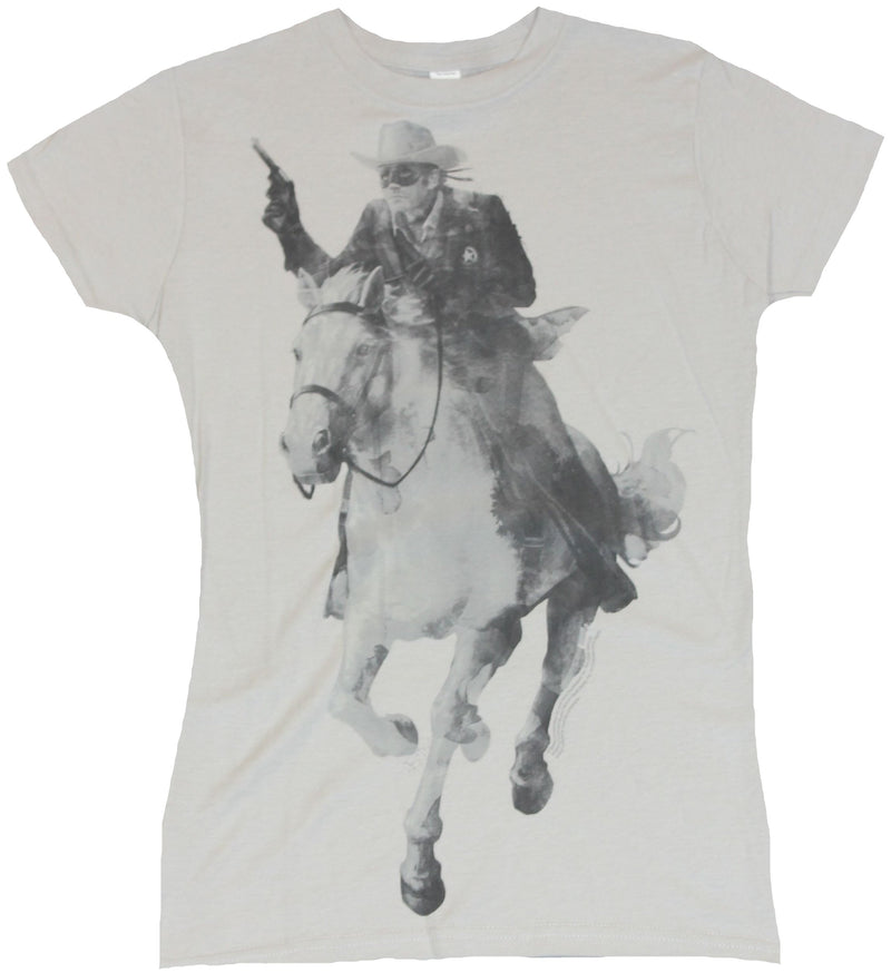 The Lone Ranger Girls Juniors  T-Shirt - Galloping Movie Image