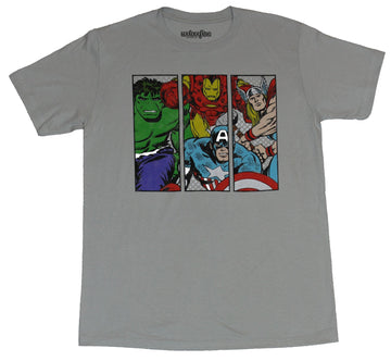 The Avengers (Marvel Comics) Mens T-Shirt - 3 Bar Comic Thor Hulk Iron Man Cap