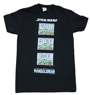Star Wars The Mandalorian Mens T-Shirt - Grogu Protect Attack Snack