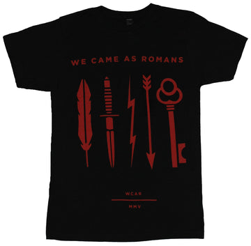We Came As Romans Mens T-Shirt - Feather Key Knife Bolt Arrow in Red