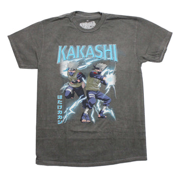 Naruto Shippuden Mens T-Shirt - Kakashi Lightning Moves Under Blue Name