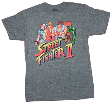 Street Fighter II Mens T-Shirt - Group of 4 Over Logo Image