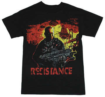 Resistance (2,3 PS3 Game) Mens T-Shirt  - Capeli Holding Gun with Yellow Sun I