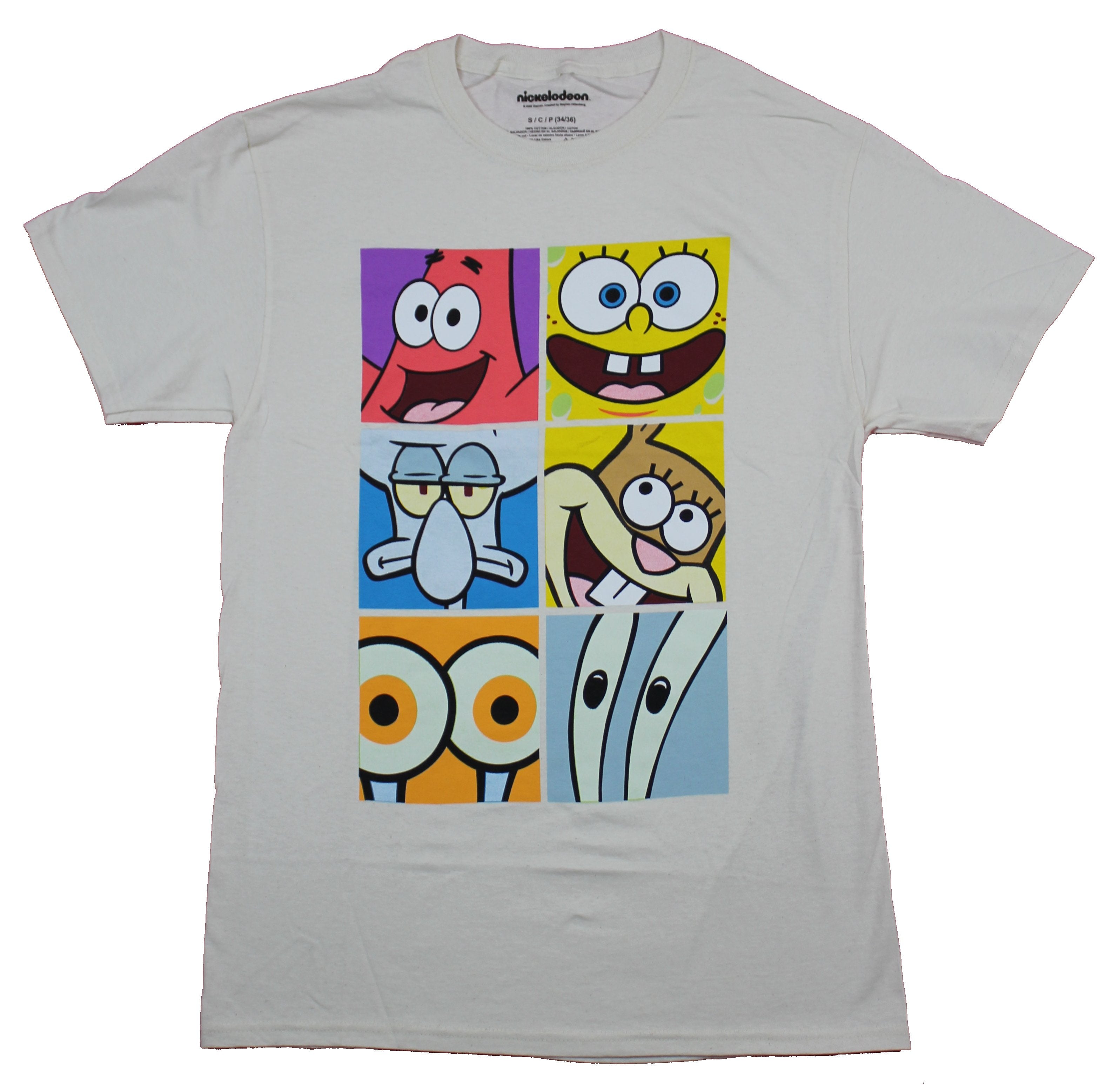 Spongebob Squarepants Mens T-Shirt - 6 Box Classic Character Eyes Face