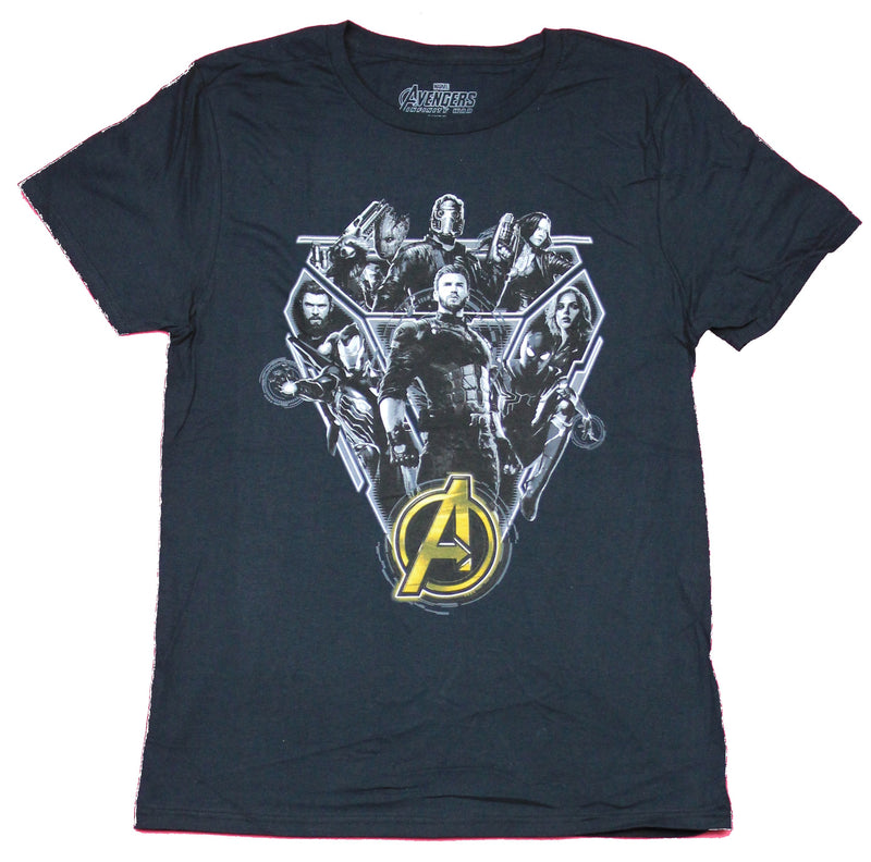 Avengers Infinity War Mens T-Shirt  - Log Gray Scale Giant Movie Cast Image