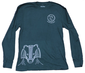 Harry Potter Mens Long Sleeve T-Shirt  -  Lapel Logo Badger Line Drawing