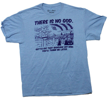 Rick and Morty Mens T-Shirt - There is No God Rip That Band Aid