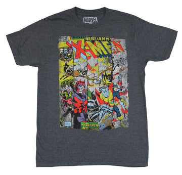 X-Men (Marvel) Mens T-Shirt - Classic Torn Cover Strip Collage