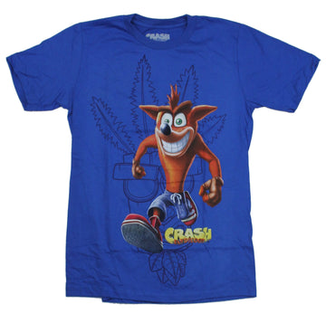 Crash Bandicoot Mens T-Shirt - Large Standing Game Image Over Logo