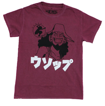 One Piece Mens T-Shirt - Usopp Drawing Over Kanji