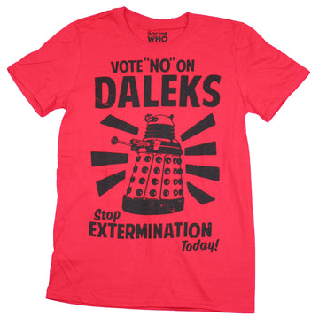 Doctor Who Mens T-Shirt - Vote No on Daleks Stop Extermination Poster Image