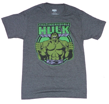 Hulk Mens T-Shirt - Incredible Flexing Circled Under Logo