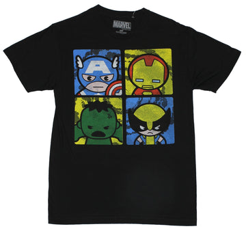 Marvel Comics Mens T-Shirt - Distressed Baby Heroes 4 Square Image
