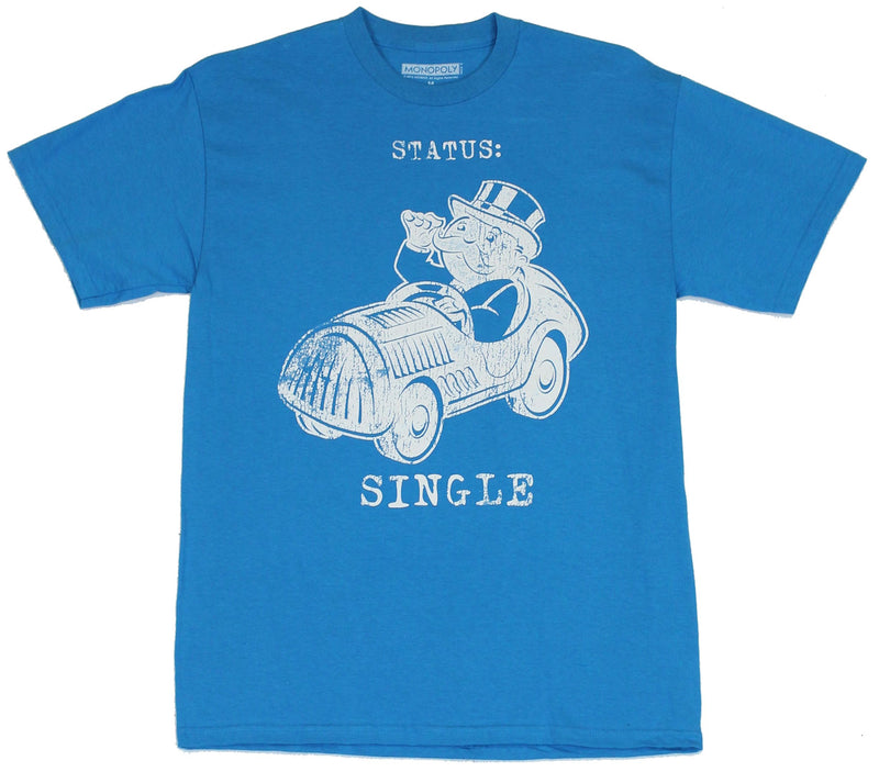 Monopoly Mens T-Shirt  - Status Single Distressed Pennybags Car Image - Inmyparentsbasement.com
