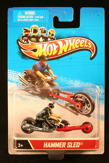 HAMMER SLED (Black & Red) * MOTORCYCLE & RIDER * Hot Wheels 1:64 Scale 2012 Die-Cast Vehicle