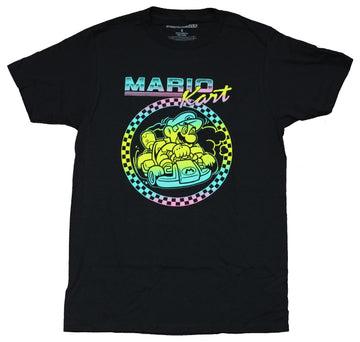 Mario Kart Mens T-Shirt - Neon Rainbow Speeding Circle Image